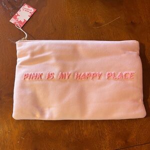 NWT Benefit Pink 'Pink Is My Happy Place' Cosmetic Pouch